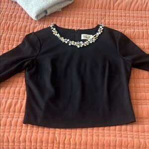 Eliza J Black Jeweled Necklace Crop Top